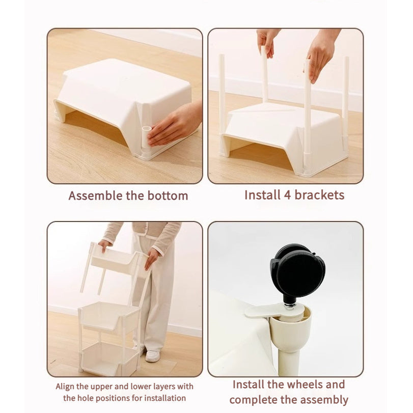 Ko'p funksiyali oq plastik tashkilotchisi - yig'ish talab qilinmaydi! Oshxona, hammom va uy saqlash uchun mukammal - kitoblar, atıştırmalıklar va uy jihozlari uchun ideal