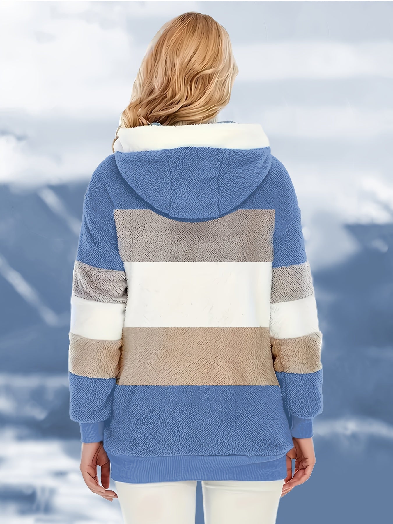 Women Winter Quilted Hooded Zipper Jacket with Pockets