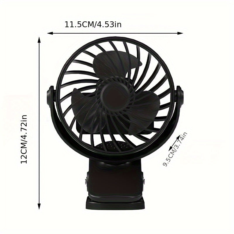 Ko‘p rangli ABS materialidan tayyorlangan portativ Mini USB fan, qayta zaryadlanadigan 500mAh litiy batareyali, ko‘p funksiyali klamp va stol uchun turadigan. Bolalar aravachalari, yotoqxona va ofislar uchun ideal. Tinch ishlash bilan