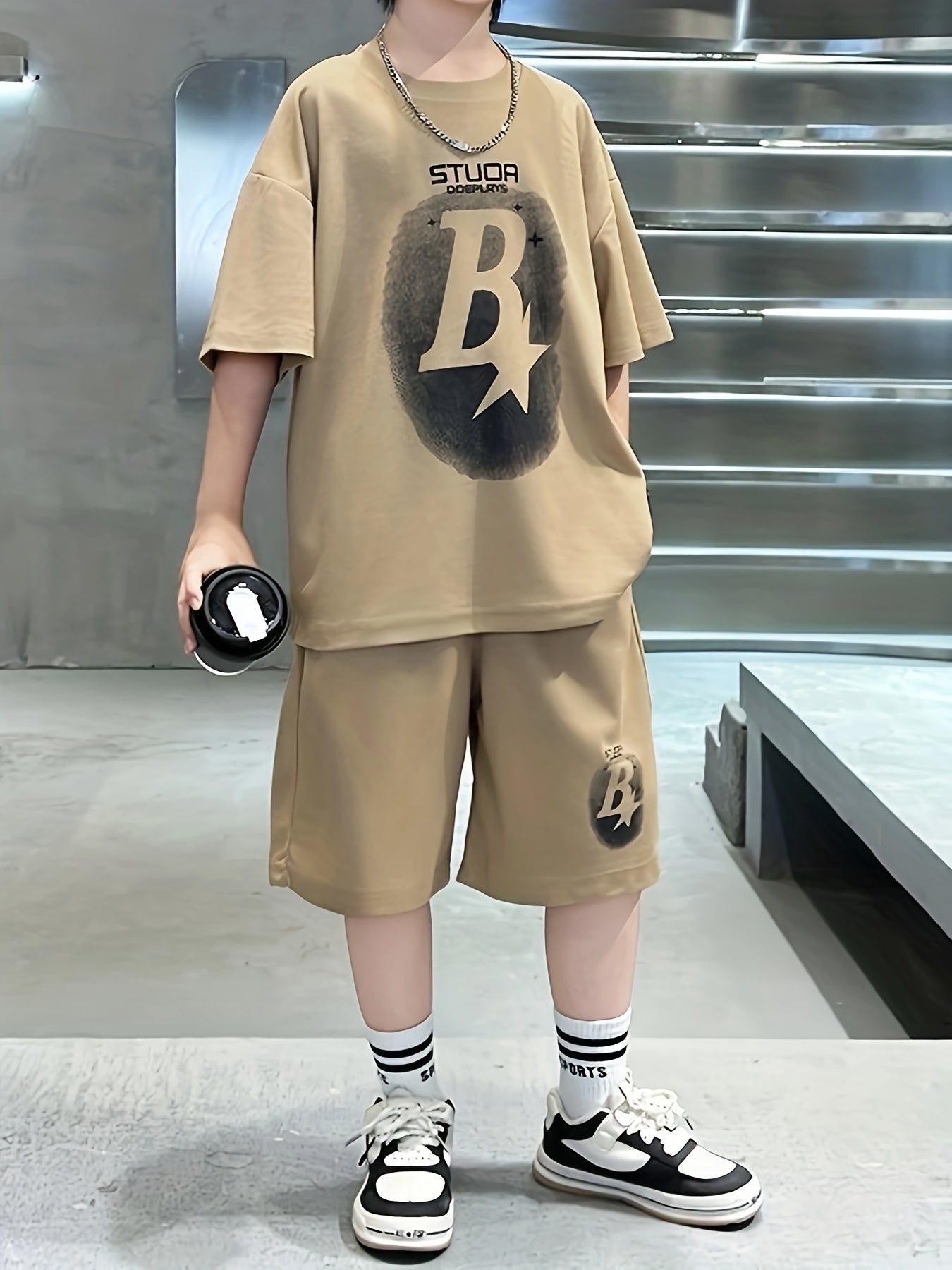 Kids' Summer Two-Piece Set Short Sleeve T-Shirt and Shorts Casual Comfortable