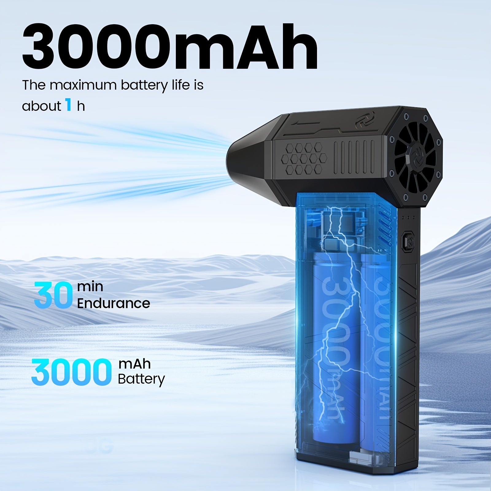 Black High-Speed Fan with 52 M/S Wind Speed and Brushless Motor