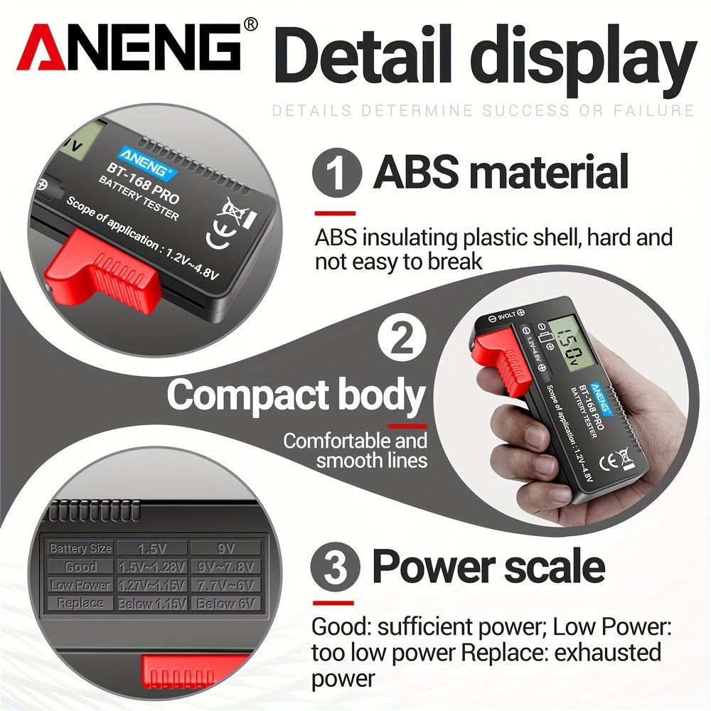Digital Battery Tester for AA AAA C D 9V Batteries with Digital Display