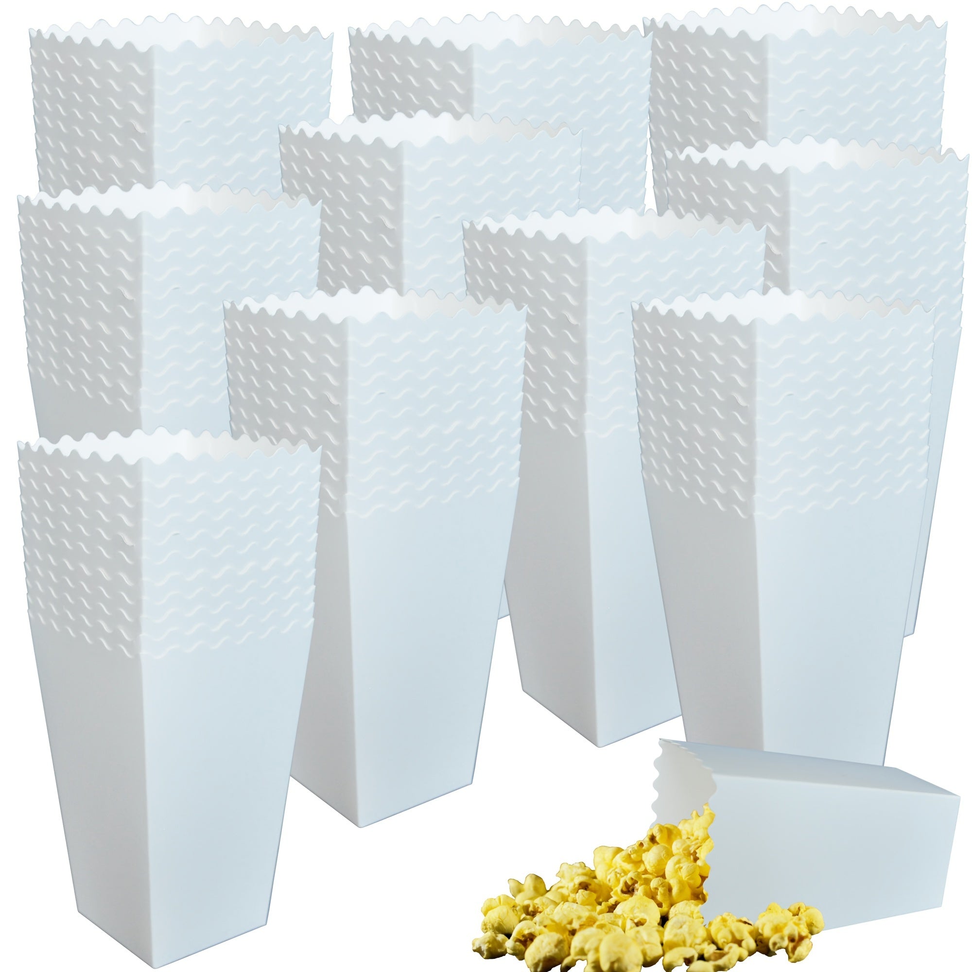 Set de 48 cajas de palomitas de maíz blancas mini para bodas, fiestas y meriendas de cine