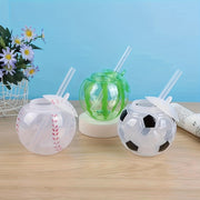 Kids' Straw Cups with Football Watermelon Baseball Designs for Milk Tea and Fruit Drinks