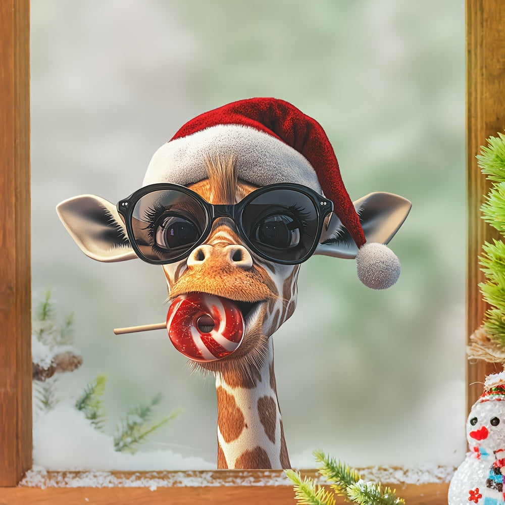 Christmas Window Clings Dog and Giraffe Holiday Decor for Home and Parties