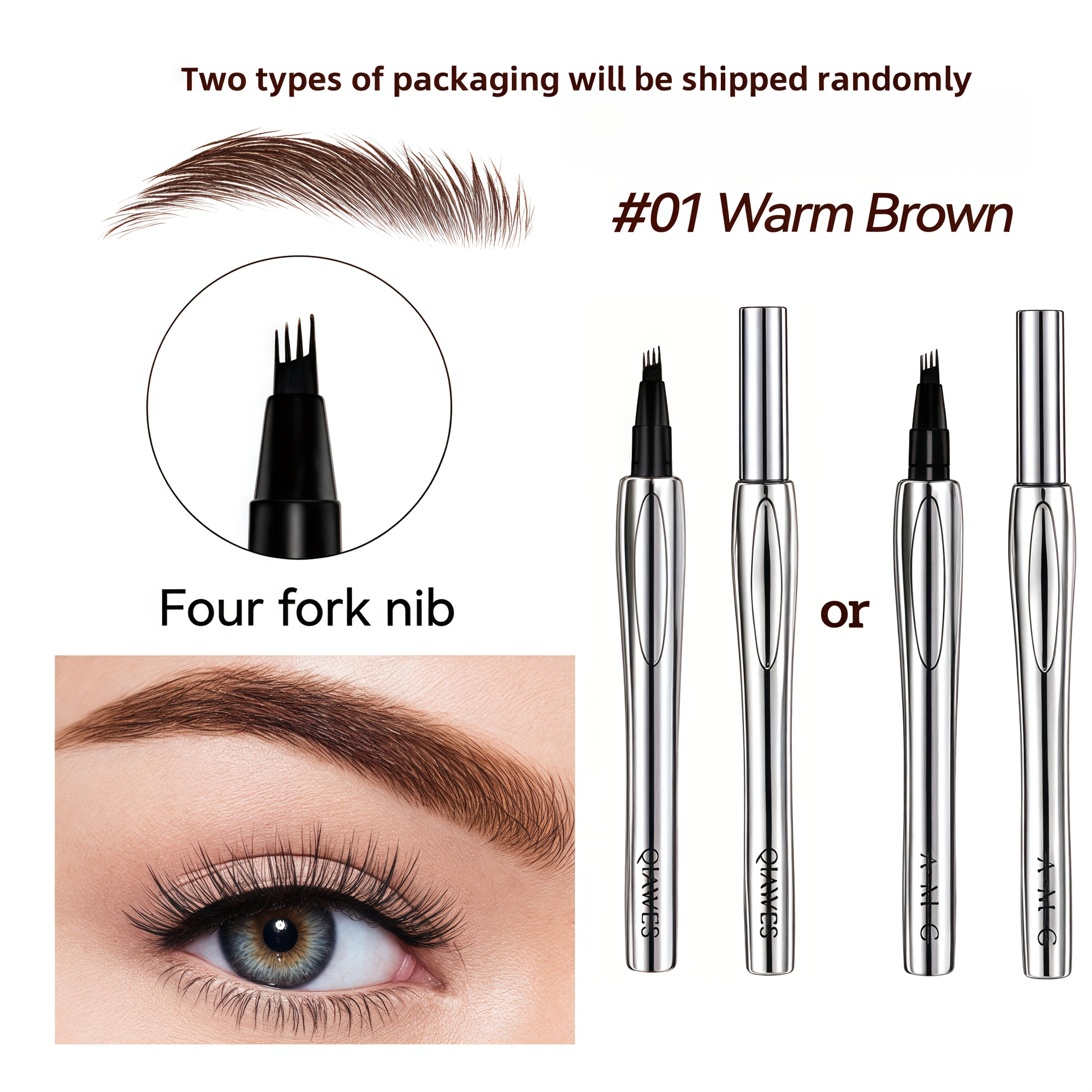 Lápiz de cejas impermeable para mujer, 3 colores, de larga duración y resistente al sudor