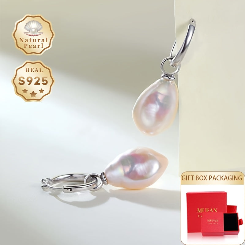 Retro Baroque Pearl Earrings 11mm Silver Plated with Detachable Accessories