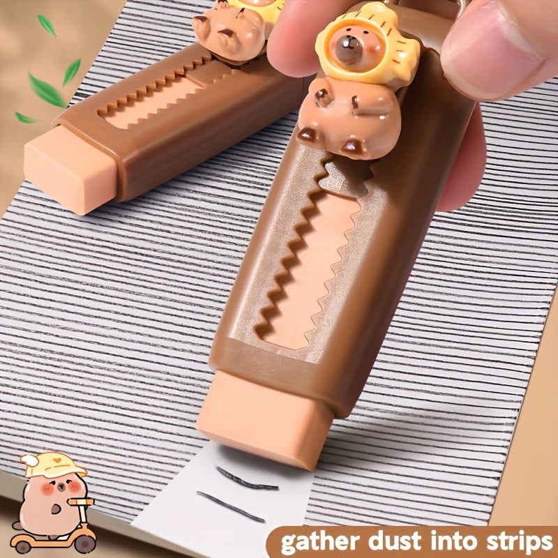 Capybara mavzusi Eraser Push-Pull dizayni sun'iy guma plastmassa oddiy chizish tasodifiy rang