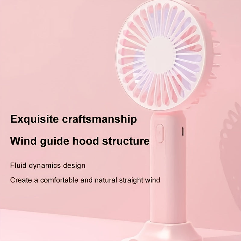 Portable Handheld USB Mini Fan with Phone Holder, High-Speed, Durable Plastic