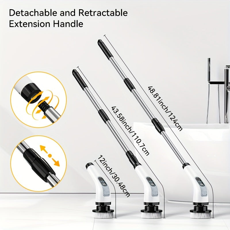 2024 Cordless Electric Scrubber Set with High-Definition Display, 8+2 Speed, Portable for Bathroom Kitchen Tile Car