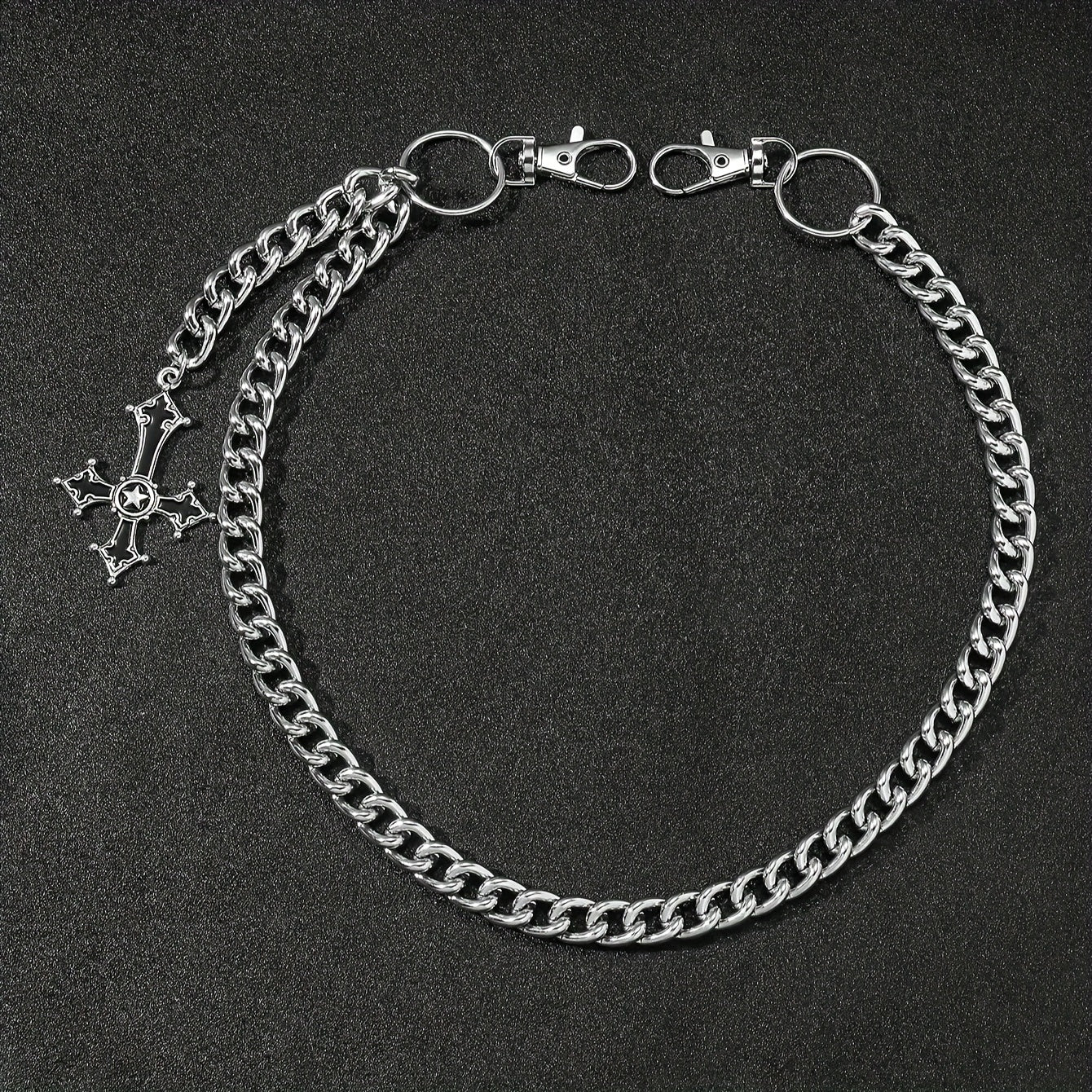 Iron Alloy Cross Pendant Chain for Men Casual Pants Accessory