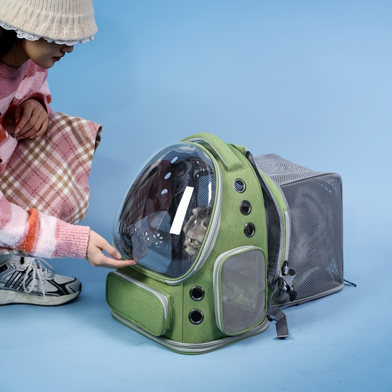 Nylon Cat Backpack Carrier with Zipper Mesh Panels and Adjustable Straps