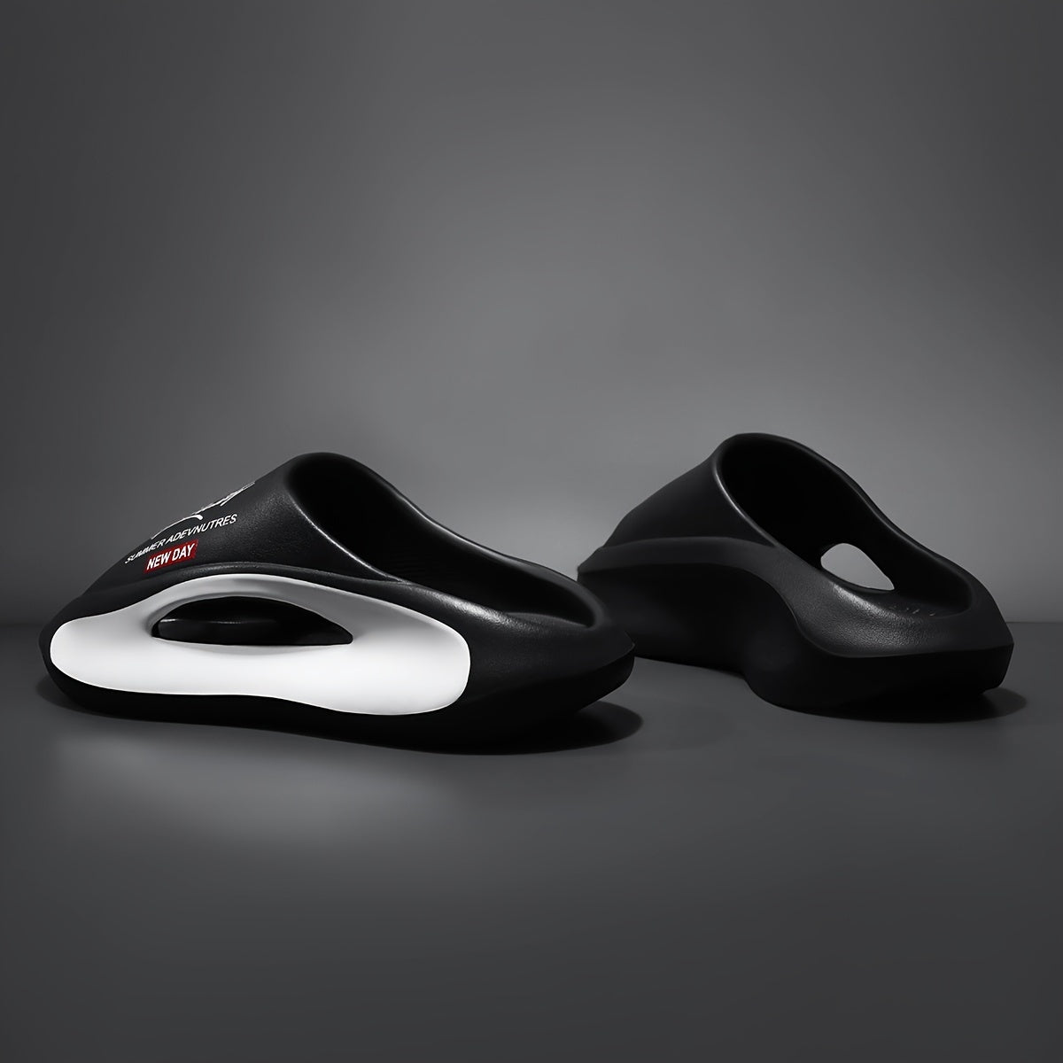 Women's Face Print Slides Thick Sole Non-Slip Breathable Open Toe Sandals for Indoor Outdoor