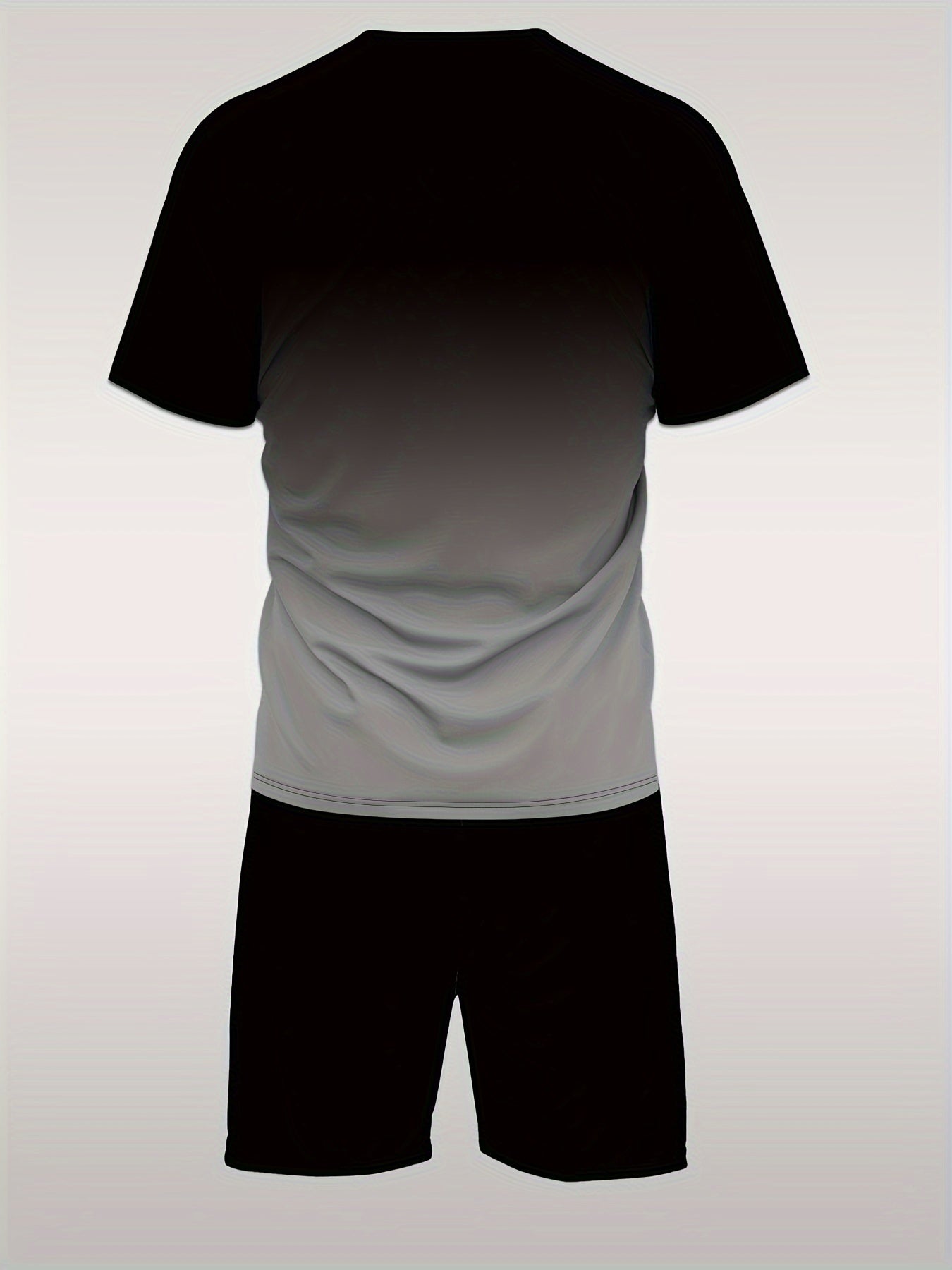 Men's Ombre Casual Suit Set with T-Shirt and Shorts for Summer Vacation and Exercise