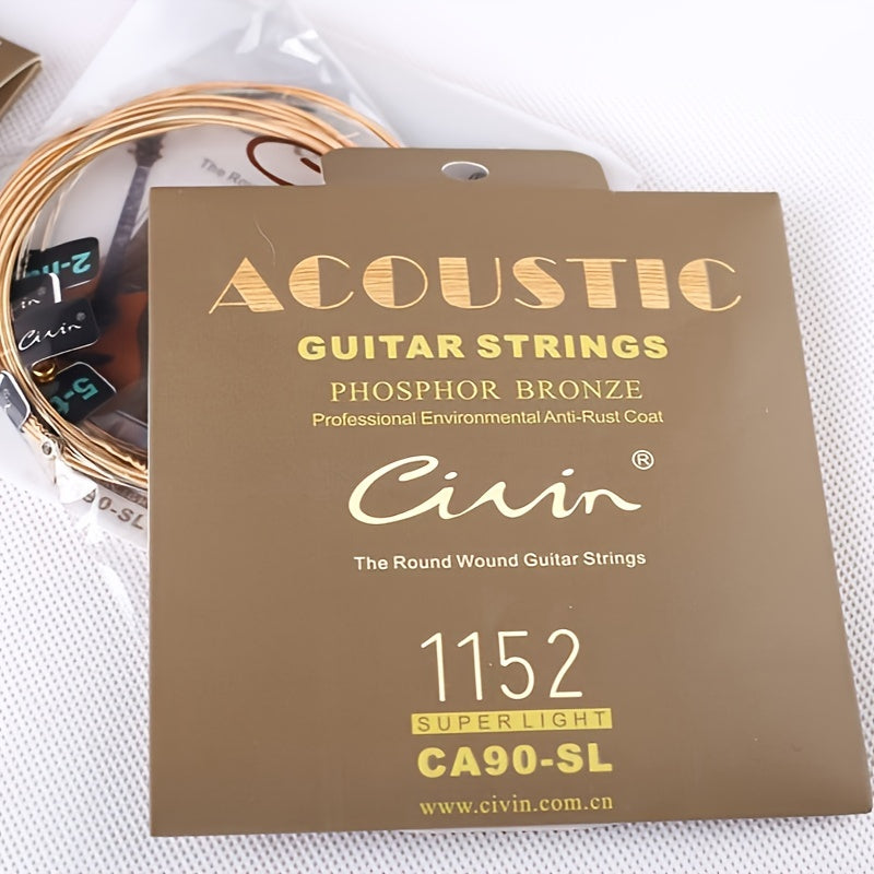Acoustic Guitar Strings Carbon Steel Phosphor Bronze Rust-Resistant Bright Sound