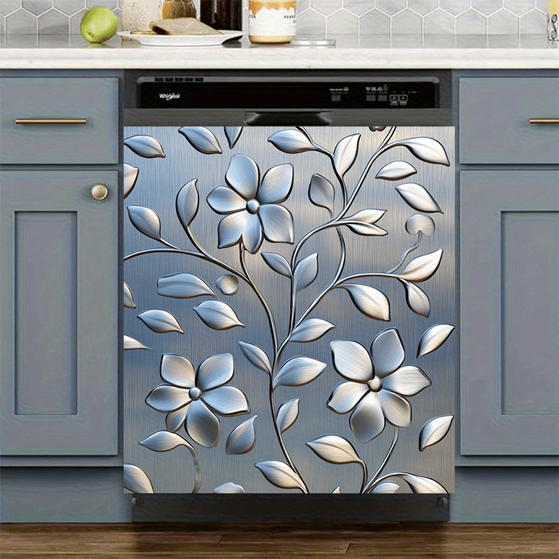 Edelki gullari PVC idish-tovoq eshigi magnit stiker, suv o'tkazmaydigan, iz qoldirmaydigan, 58.5x65cm