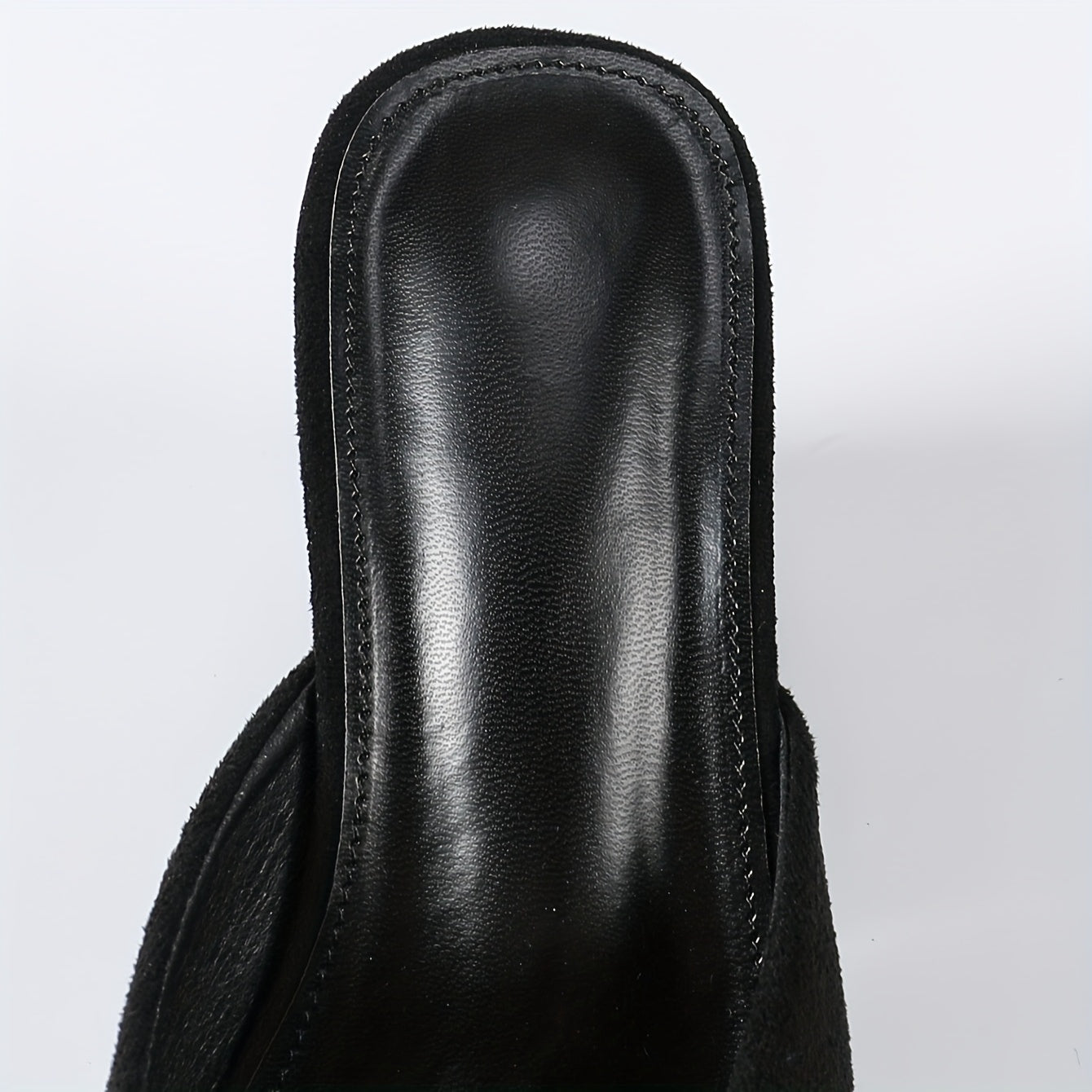 Women's Summer Black Chunky Heel Open Toe Mules with Knit Slip-Ons