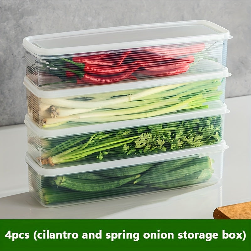 4 Pack Rectangular Food Storage Containers Reusable Refrigerator Organizer