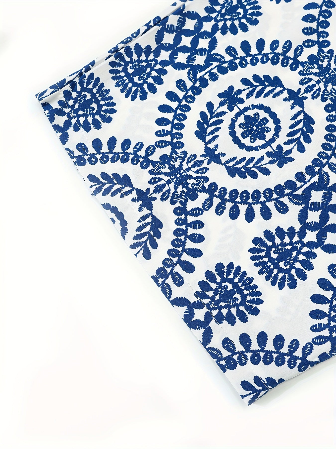 Women's Plus Size Blue White Mandala Print Bermuda Shorts Lightweight Polyester Casual Beachwear