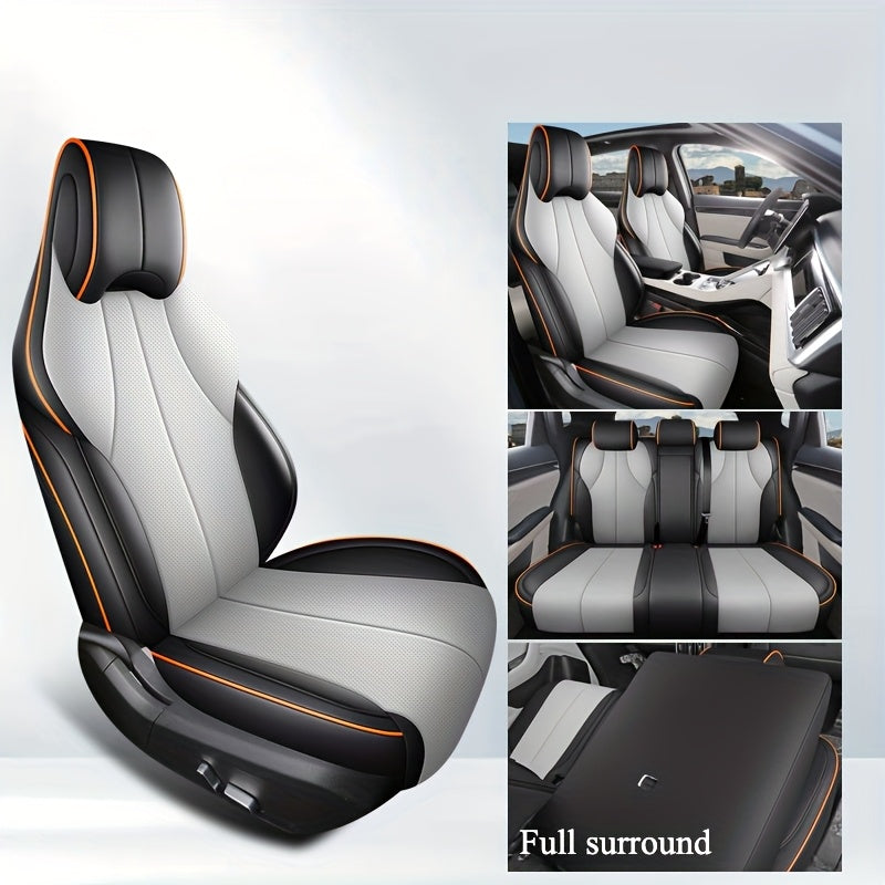 5-Seat Car Seat Covers Leather Full-Set Sporty Durable Easy Clean All-Season