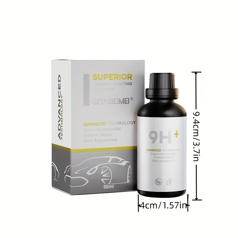 Hydrophobic Glass Coating Solution 50ml, 9H+ Ceramic Car Shield
