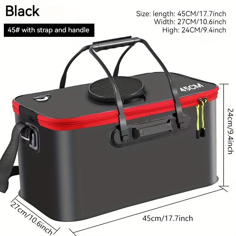 Waterproof EVA Fishing Gear Bag with Collapsible Live Fish Bucket and Tackle Storage