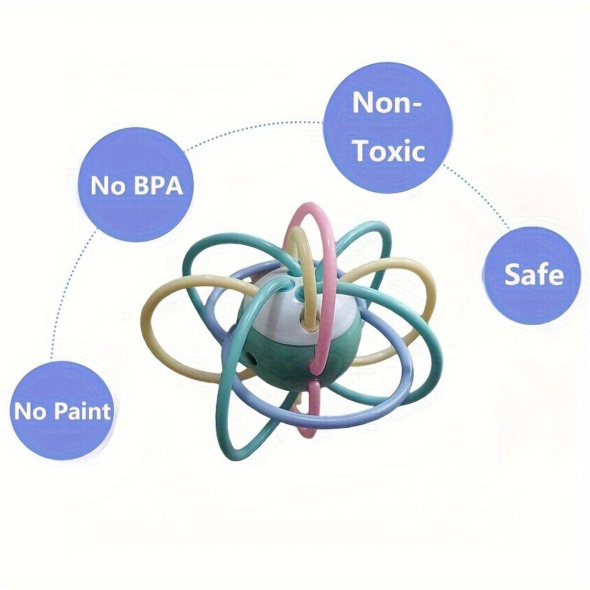 BPA Free Food Grade Sensory Teether Toy with Rattle for Infants