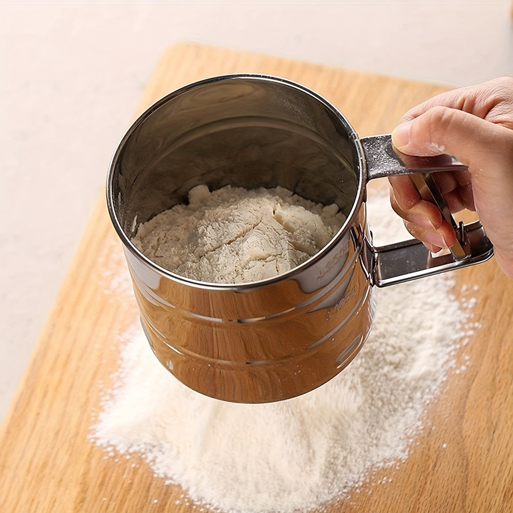 Double-Layer Stainless Steel Handheld Flour Sifter for Baking and Cooking