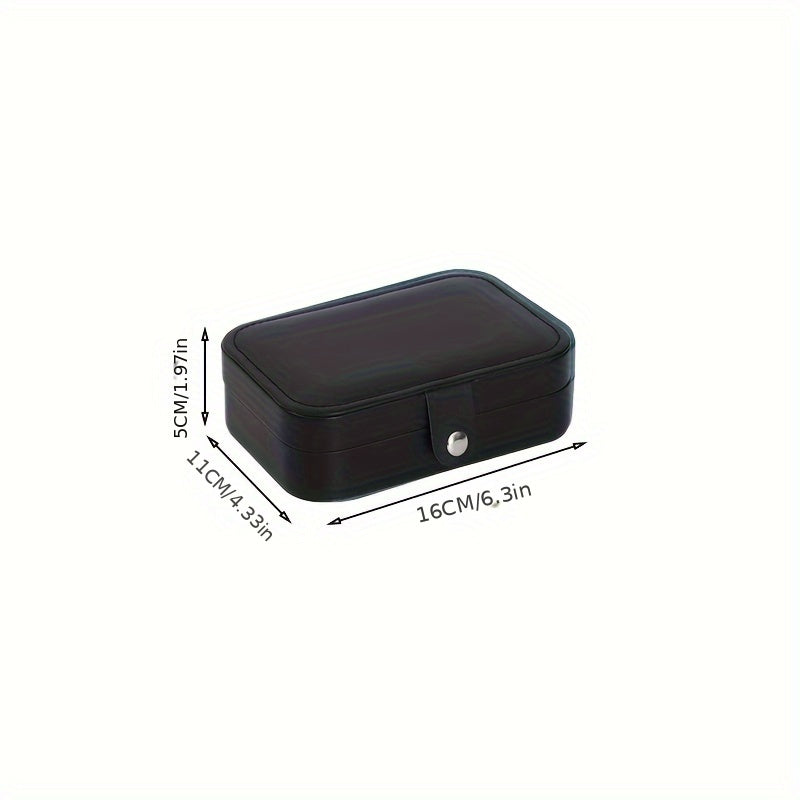 Caja portátil de cuero para organizar joyas para pendientes, collares y anillos
