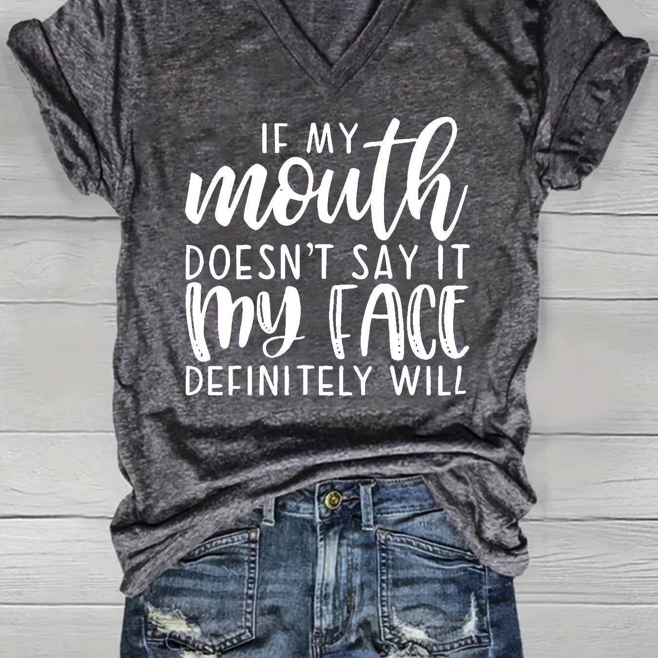 Women's V-Neck Short Sleeve Casual Top Loose Fit Cotton Easy Wear