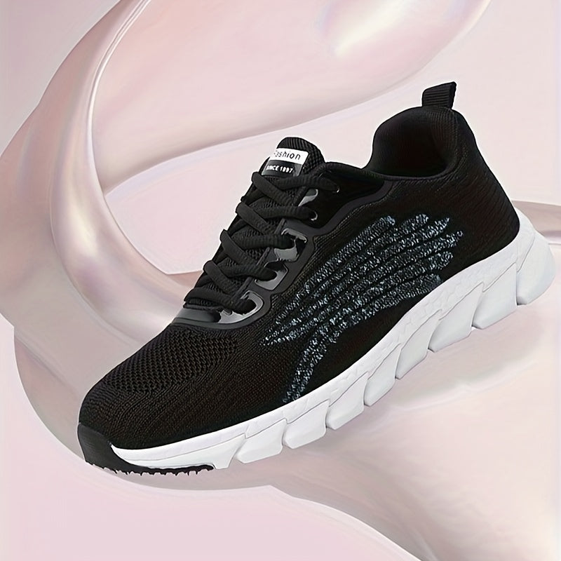 Women Solid Color Casual Sneakers Lace Up Breathable Soft Sole Plus Size
