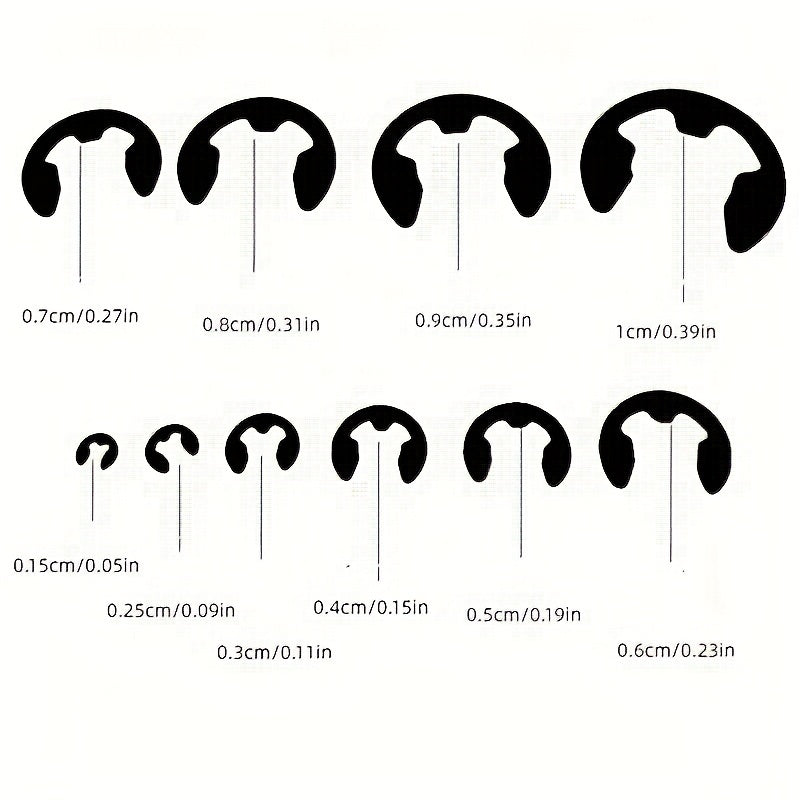 Assorted Retaining Ring E Clips Kit for M1.5 to M10 Sizes