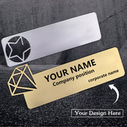 Stainless Steel Name Badge with Custom Engraving and Hollow-Out Design for Office and Retail