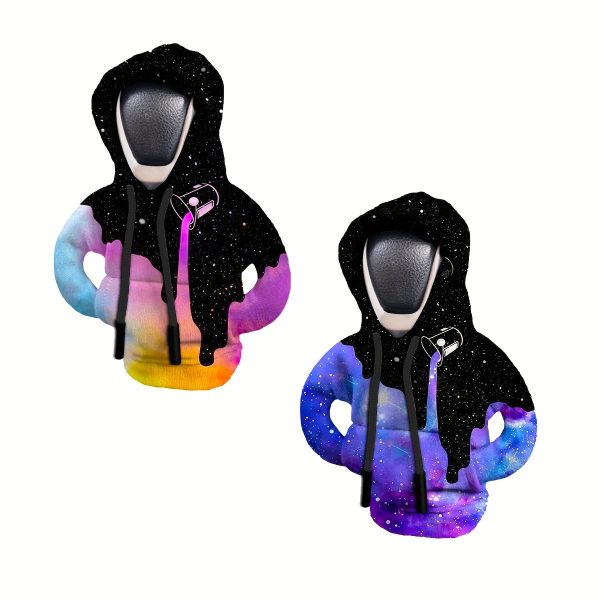 Hoodie Gear Shift Knob Cover Polyester Car Interior Cosmic Design Warmth