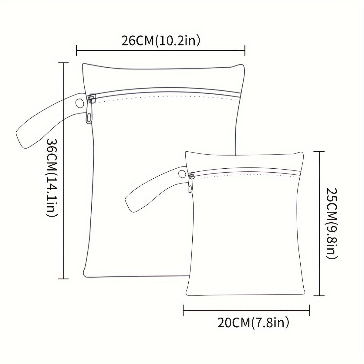 Set of 2 Waterproof Wet Dry Bags for Baby Diapers Swimsuits and Breast Pump Parts Polyester Organizer for Infants and Toddlers