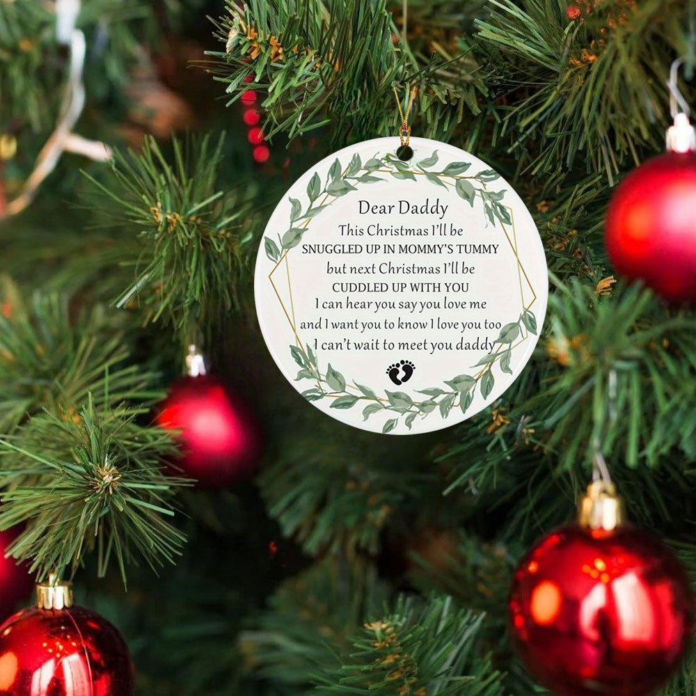 Pregnancy Announcement Hanging Tree Ornament for New Dads Acrylic Baby Bump Christmas Decoration First Christmas Gift