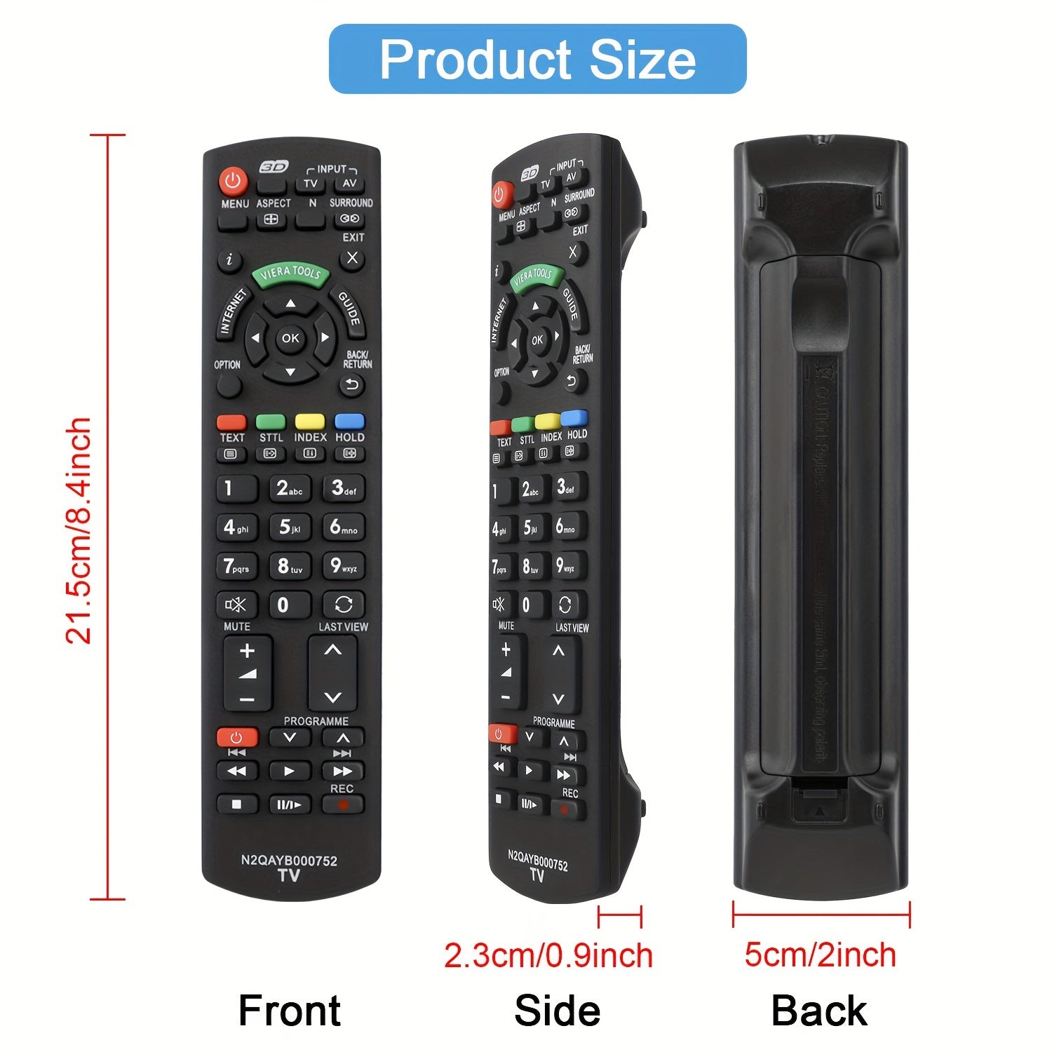 Universal TV Remote Control for 3D Viera Smart TVs Infrared Replacement