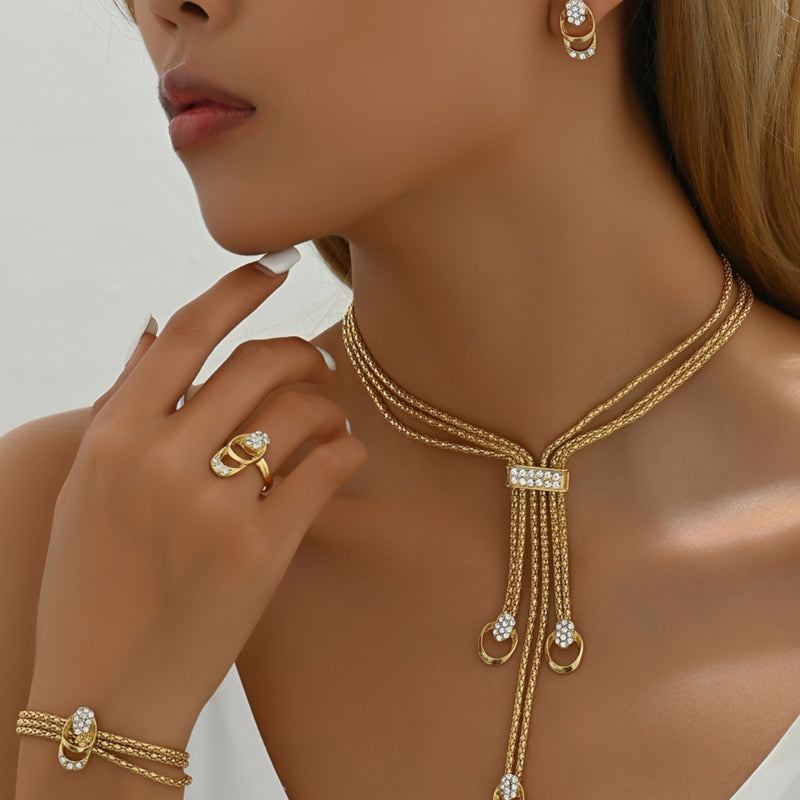 Vintage Boho Jewelry Set with Glass and Alloy Details for Weddings and Gifting