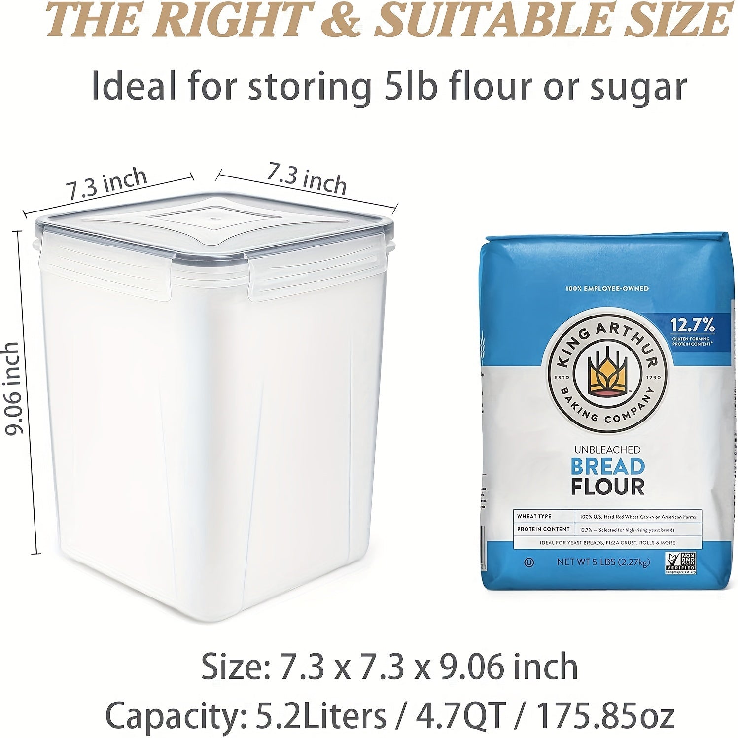 Set of 4 Airtight Food Storage Containers 5.2L Plastic Pantry Organizer