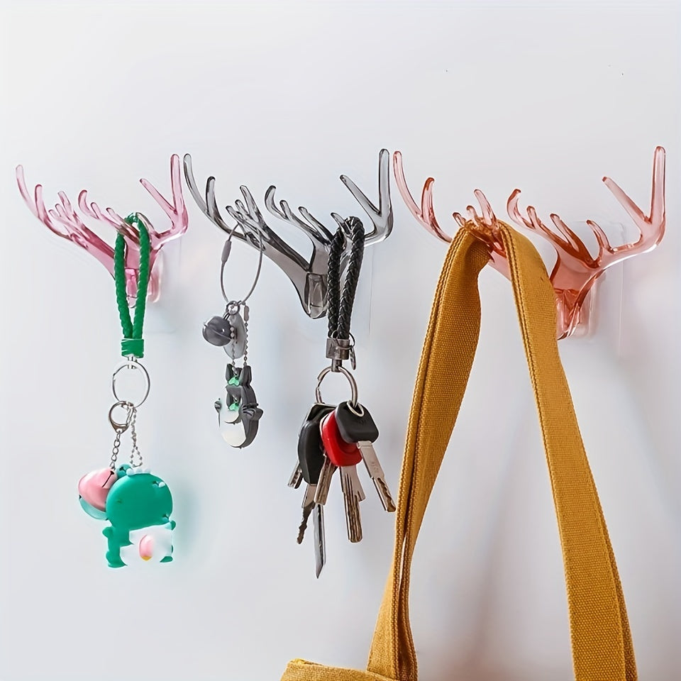 Antler Wall Hook for Home Decor Punch-Free Key Holder Storage Rack