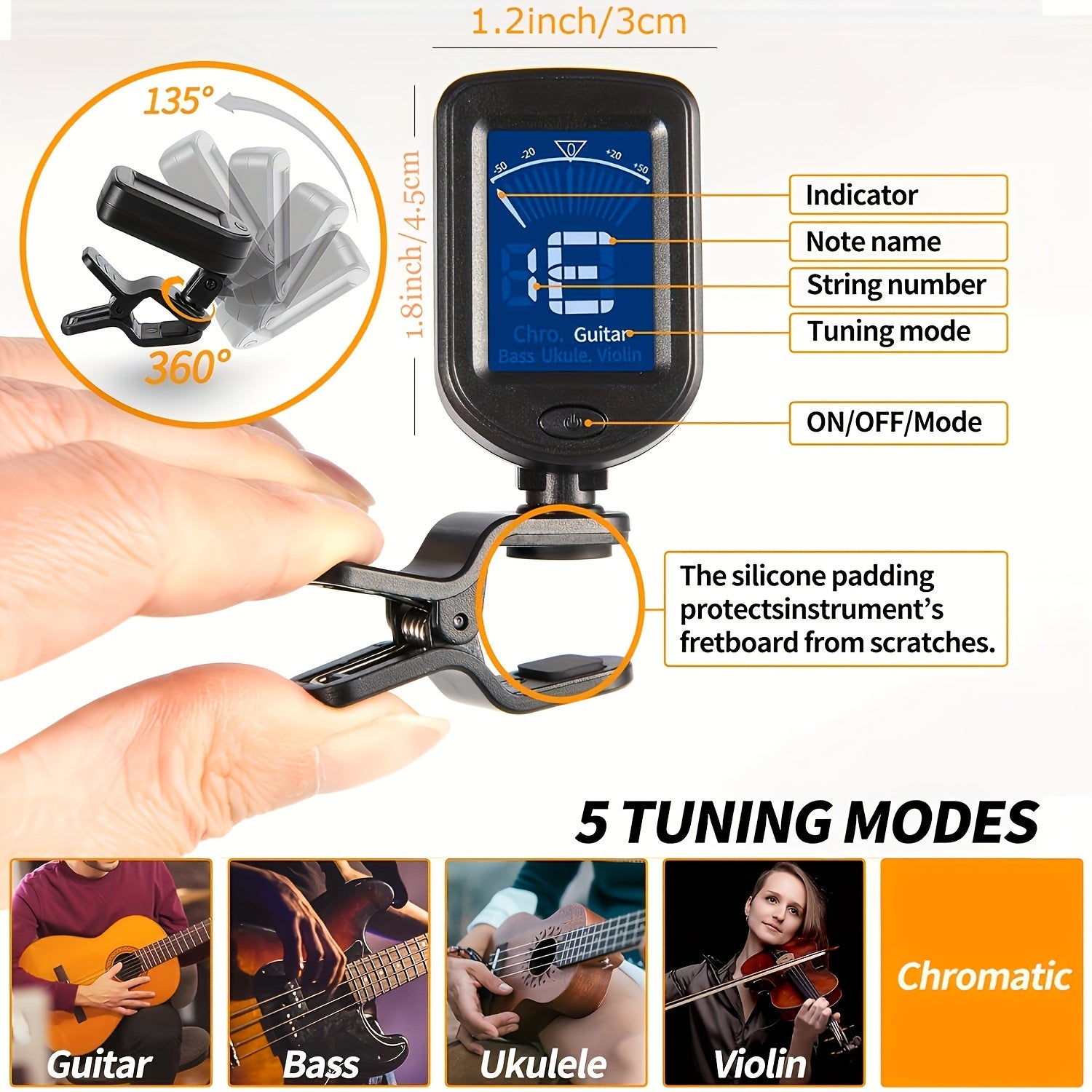 Alloy Guitar Capo Set with Tuner Picks Holder 5 Picks for Acoustic Electric Ukulele Bass