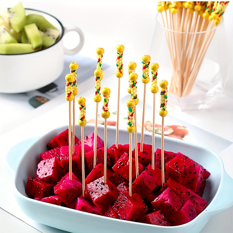 12cm Bamboo Fruit Forks for Wedding Party Decoration