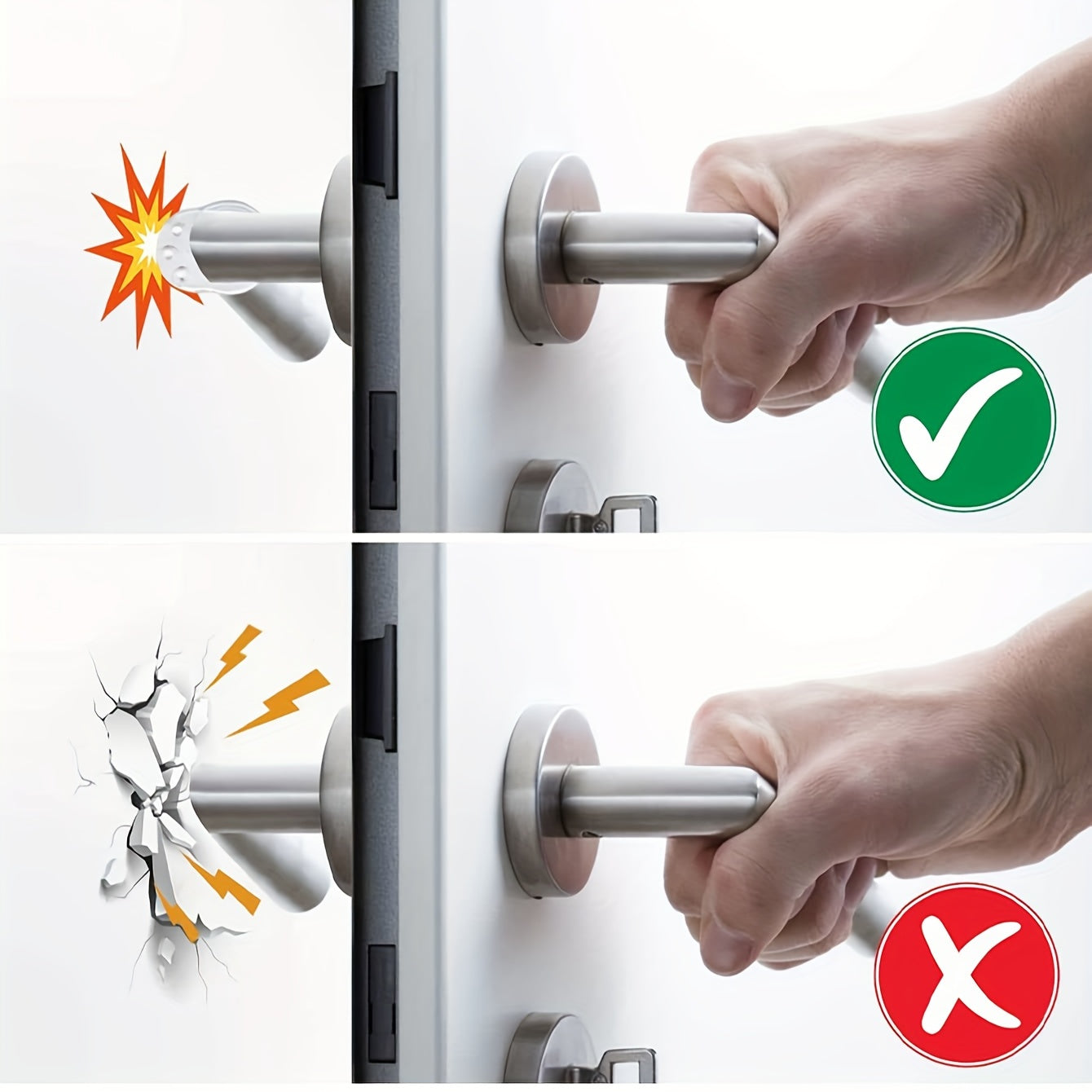 Six Circular Transparent Doorstops for Protecting Doors and Handles Silent Wall Protection