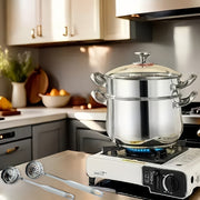 Induksion va gaz pechlari uchun qopqog'lar va qoshiq bilan 5 ta zanglamaydigan po'latdan yasalgan sho'rva qozonlari to'plami