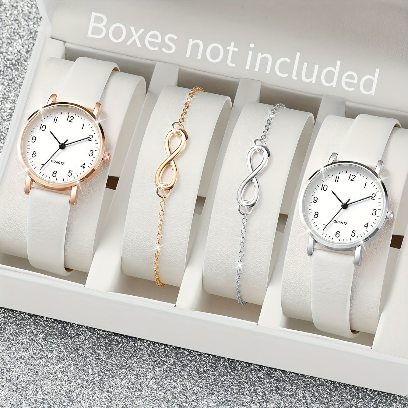 Set of 4 Women's Quartz Watches Silicone Bands Analog Durable Alloy Case