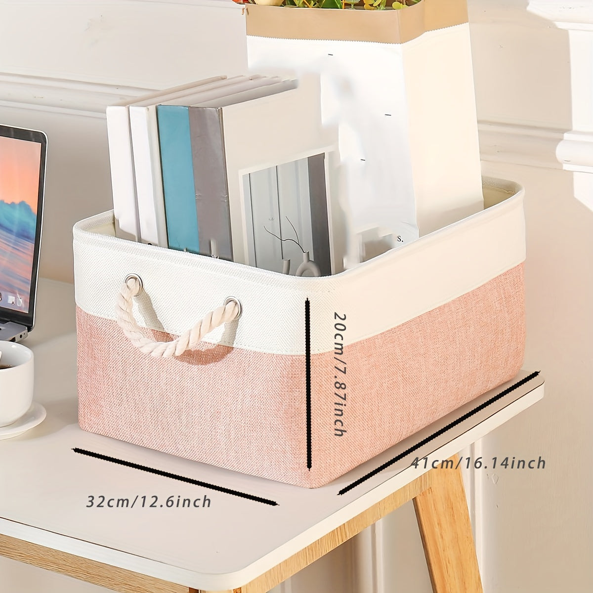 Foldable Home Storage Basket with Handle for Shelves and Wardrobes, Multi-Use