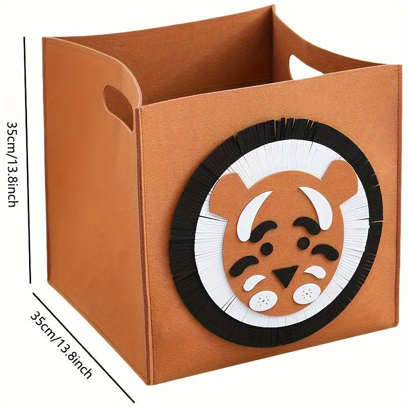 Felt Folding Storage Baskets with Elephant and Tiger Cartoon Design for Toys Laundry and Household Organization