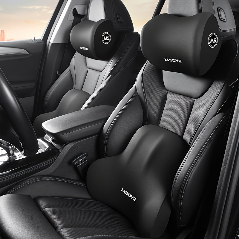 Car Memory Foam Headrest and Lumbar Support Pillow Set for Driver Comfort