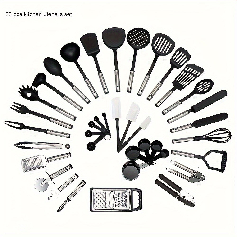 Set of 38 Silicone Kitchen Utensils Nonstick Safe Spoons and Spatulas for Cooking