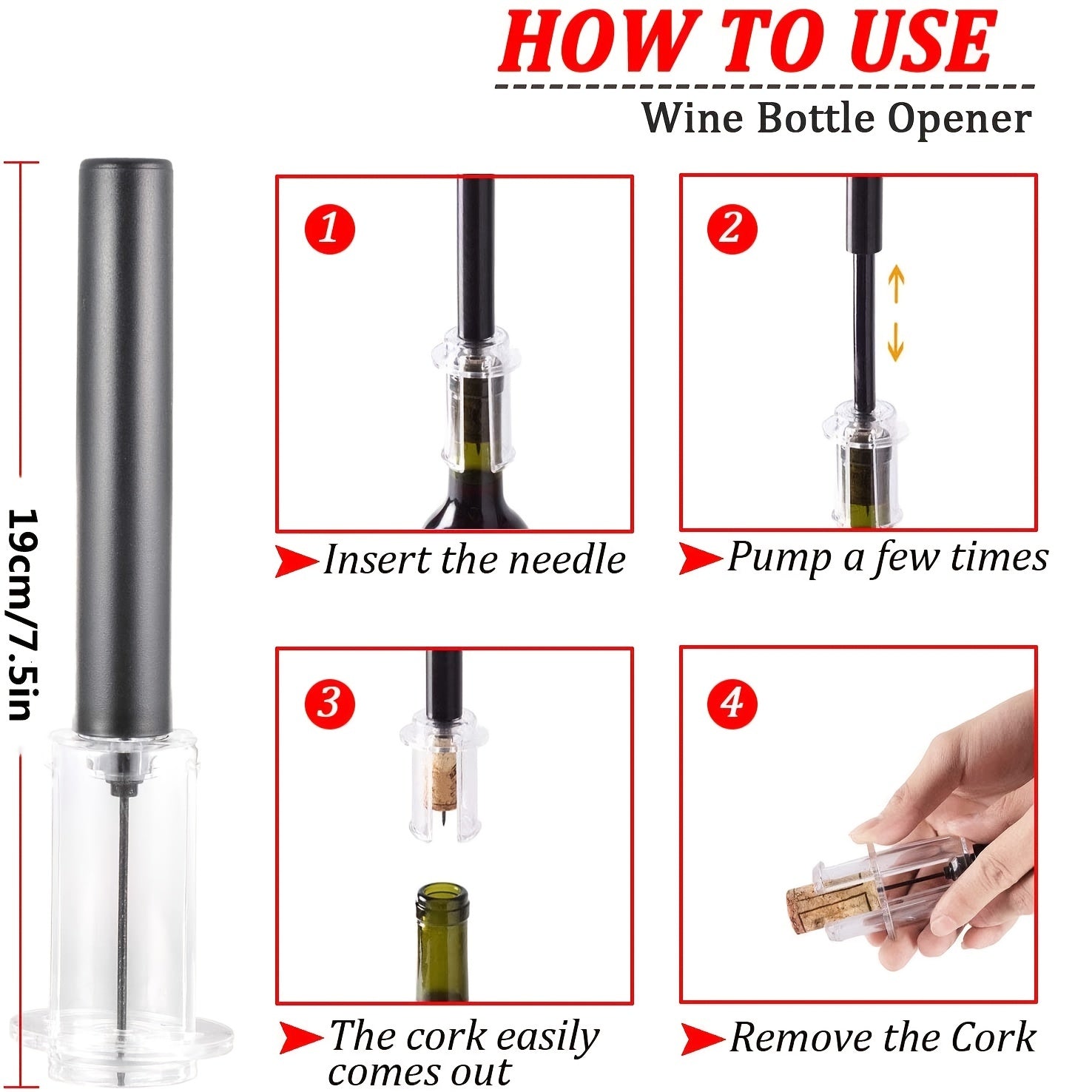 Juego de sacacorchos con bomba de aire, vertedor, cortador de foil y tapón de vacío para amantes del vino